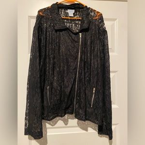 Shimmery lace motorcycle style jacket